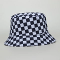 Harajuku Anglerhut mit schwarz-weißem Karomuster für Sonnenschutz und Freizeitaktivitäten - M (56-58cm) / Schwarzes Schachbrett