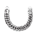Bracciale da uomo a maglia cubana in acciaio inossidabile lucido con design a doppia fila - Grande / Color Acciaio