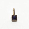 Square purple birthstone charm pendant set in a minimalist gold plated metal frame - Gold - February