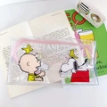 Transparent Snoopy print PVC makeup bag with a red base for portable storage - Cartoon Snoopy
