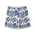 Witte korte broek met hoge taille en verfijnd donkerblauw paisley-borduurwerk - XS / Blauw Borduurwerk