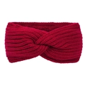 Winter fleece-lined knitted thermal headband for women in vibrant red twist knot style - Wine Red