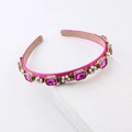 Elegant rose red headband with pink crystals, white pearls, and golden leaves decoration - Rose Red