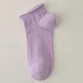 Breathable mesh cotton ankle socks in lavender purple with stylish rolled cuff design - One Size / Milky Purple
