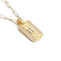 Collier hip hop doré avec pendentif H à texture brique et zircons blancs étincelants - Lettre H