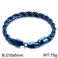 Blue twisted rope chain bracelet in 210x6mm stainless steel with lobster clasp - Rectangular Buckle 6mm (KB162794-Z)