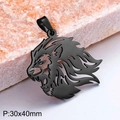 Black hollow lion head pendant in titanium steel on pink stone for hip-hop style - Black Pendant Only (KP100680-WGDYI)