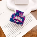 Elegant blue and pink tortoise shell pattern square acetate hair claw clip for women - Floral Purple