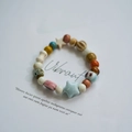 Handmade ceramic beaded bracelet with colorful stones and star charms in bohemian style - 720-05 Lanzhouzi