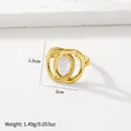 Adjustable golden stainless steel double ring with twisted texture and smooth finish - 59-Twisted Rope Band / Gold
