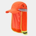 Warnorange Sonnenhut mit Nackenschutz und Reflexstreifen für Outdoor-Sicherheit - Nackenschutz Stil / Neon Orange