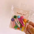 Close-up of colorful resin bear heart BB clips in pastel packaging for girls - Square 10Pcs (Bagged)