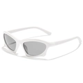 Futuristic white frame kids sports sunglasses with sleek grey integrated lenses - Solid White Frame Grey Lens