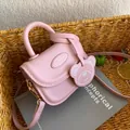Mini sac bandoulière rose pour femme avec pendentif ours et patch ours de style rétro - Rose