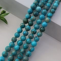 Perles rondes en pierre impériale bleue polie avec texture naturelle pour bijoux DIY - Pierre d'Empereur Bleu Aquatique