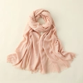 Light pink long linen scarf with soft fringe edges and natural crinkle texture - 100*195CM / Light Skin Pink