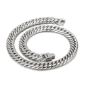 Polished silver stainless steel curb chain necklace with secure square box clasp closure - Steel Necklace 45cm with Box Clasp (KN225499-Z) / Steel