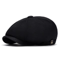 Gorra clásica tipo newsboy de punto negro con botón decorativo de bronce antiguo - Ajustable / Negro