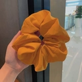 Solid bright orange chiffon oversized scrunchie for bun hairstyles hair accessory - Orange