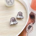Cute set of two grey cartoon walrus hair clips with sweet animal character design - Sea Lion (Pair)