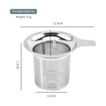 Stainless steel tea infuser ER02 B-6 with fine mesh and detailed size measurements - Basic Tea Strainer (YR2123-10)