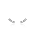 Pendientes curvados de plata S925 con circonitas y borde perlado de diseño elegante - Plata 925 / Plateado