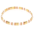Bracelet élastique en perles Tila avec perles de style bohème or, blanc et rose pâle - Mélange Or Blanc Rose