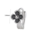 Silver four-leaf clover huggie earring featuring black zircon stones and a 5.44mm design - #14 Black Clover Style