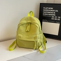 Neon green corduroy small backpack for women with woven rope zipper detail - Without Pendant / Green