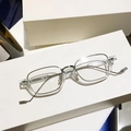 Occhiali da sole moderni quadrati piccoli con montatura trasparente e metallo argento - Montatura Argento Lenti Trasparenti