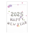 Kit de ballons en aluminium argenté 16 pouces avec lettres et chiffres 2025 - Happy New Year+2025 / Avec carte de support / Argent