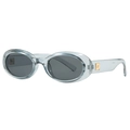 Retro oval sunglasses in light blue acetate frame with golden temple details - Smoke Gray