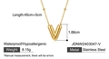 Waterproof gold stainless steel bubble V letter pendant necklace for women 45cm chain - Letter V