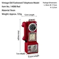 Modello di telefono retrò rosso in resina per decorazione di mobili, altezza 29cm - Rosso