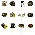 12-teiliges Set schwarze und goldene 2026 Neujahrskuchen-Topper und Party-Requisiten - 12 Stück/Packung