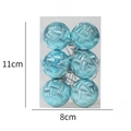 Set di 6 palline di Natale blu lago da 4cm con trama intrecciata in scatola trasparente - Addobbi da Appendere Texture Intrecciata / Blu Lago