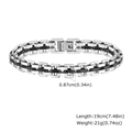 Silver and black stainless steel men's watch band bracelet with dimensions and weight info - Black/Steel 19cm Length 8.7mm Width