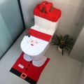 3-piece Santa Claus toilet seat cover set with red mat and tissue box for Christmas decor - Santa Claus