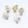 Mini mushroom pendant in beige and brown natural stone with silver metal loop - Beige Stone