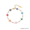Golden stainless steel bracelet featuring colorful star-shaped evil eye enamel charms - Colorful Star Style / Gold