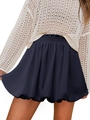 Detailansicht des dunkelblauen High-Waist-Ballonrocks aus hochwertigem Polyester - Marineblau