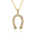 Elegant 18k gold-plated horseshoe pendant necklace with pavé-set sparkling crystals - D579/Horseshoe Pave White Zirconia with Square Stones