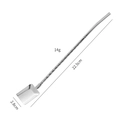22.5cm 304 stainless steel straw spoon with 2.8cm square shovel head and twisted handle - Threaded Square Spoon - Silver