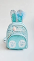 Sparkly light blue sequin backpack with rabbit ears and a mesh bow decoration - 20*16.5*9CM / Sky Blue