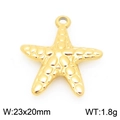 Golden stainless steel starfish pendant charm with realistic texture and polished finish - Gold Sea Star (KLJ9941-Z)