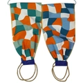 Dual-sided exfoliating bath towel with green and orange geometric wave patterns - Layered Style / Green
