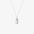 Élégant collier en argent s925 avec pendentif rectangulaire en zircon bleu et blanc en S - Argent Rectangulaire Strass Bleu Blanc (MMN571-1) / Argent 925