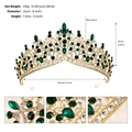 Luxurious gold crown with green and white rhinestones, 150mm diameter and 76mm height - TS-J3248G Green / Gold with Green Zircon