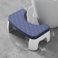 Sgabello da bagno antiscivolo blu e bianco per adulti e bambini con misure incluse - Texture Similpelle Blu