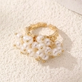 Detailed macro view of a vintage gold adjustable ring with a cluster of white pearls - Pearl Cluster Vintage Ring (Gold) (RZ0863zhenzhu)